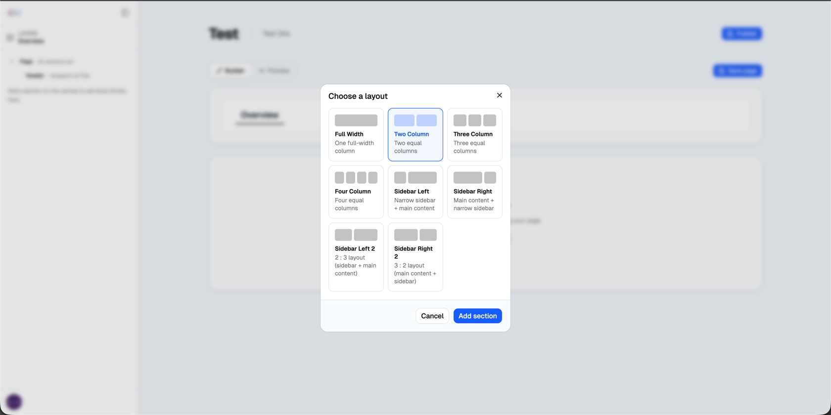 Choose a Layout Modal