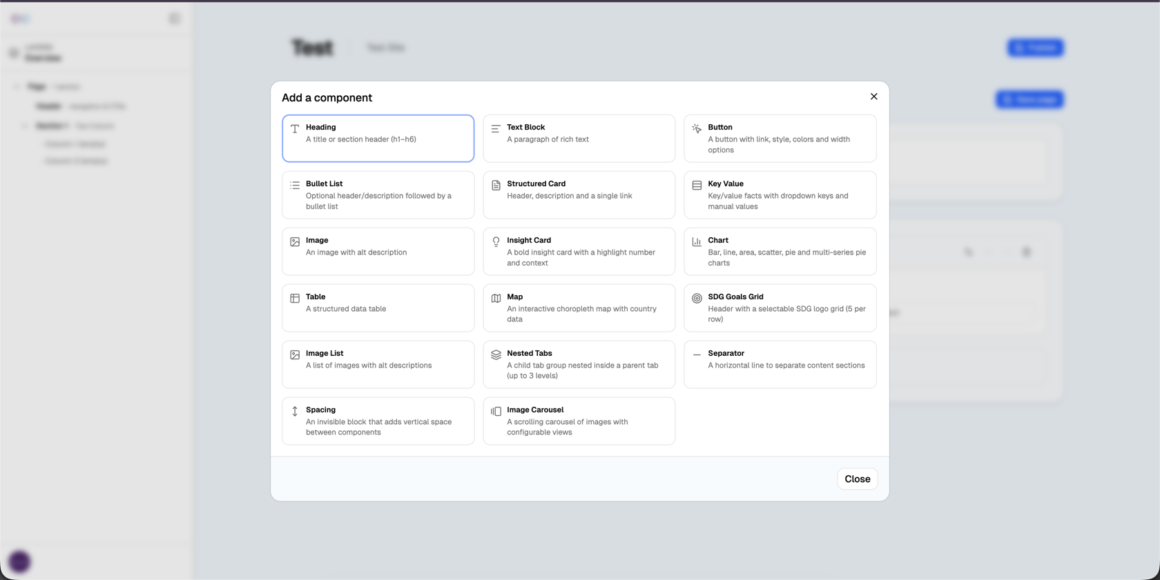 Add a Component Modal